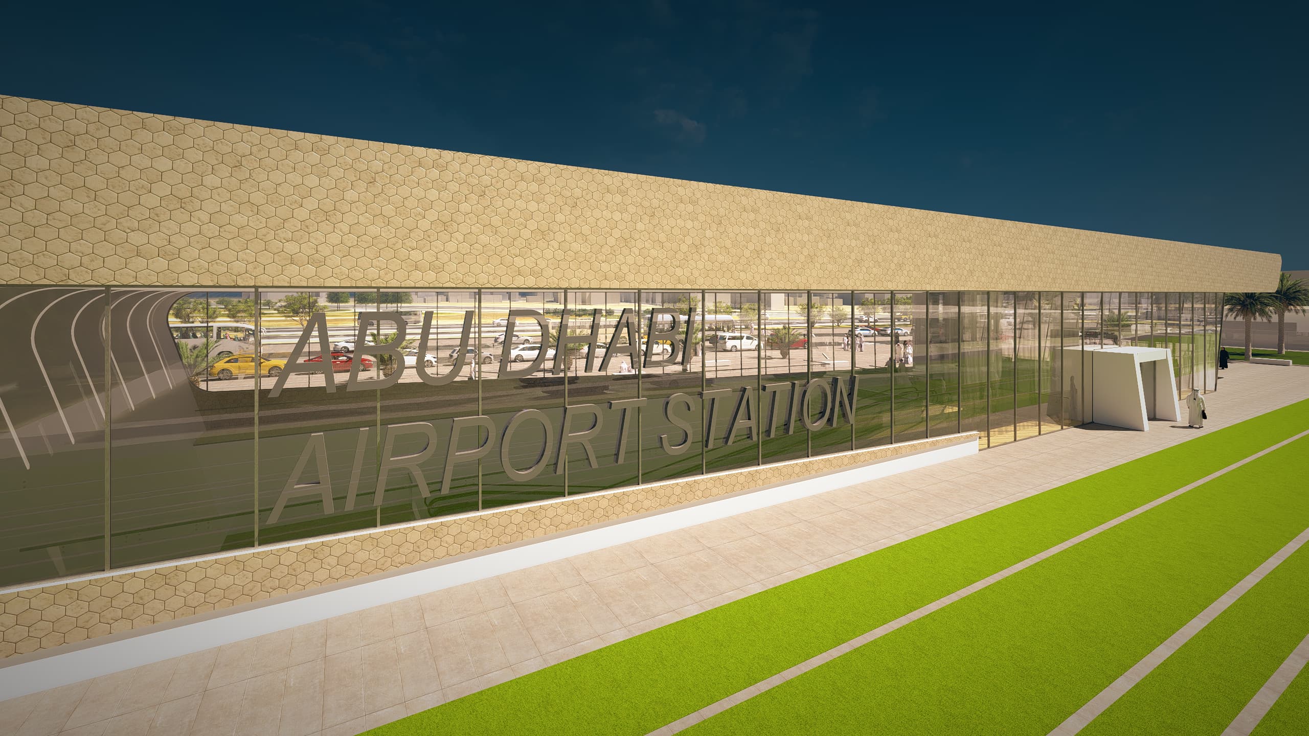 Render of the Abu Dhabi Airport Station
