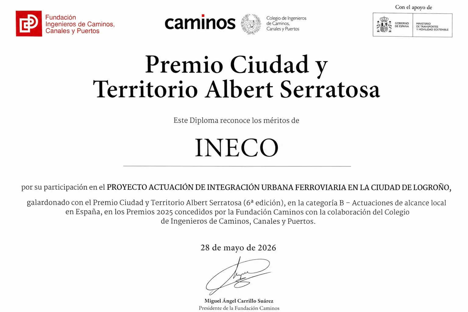 Albert Serratosa City and Territory Award