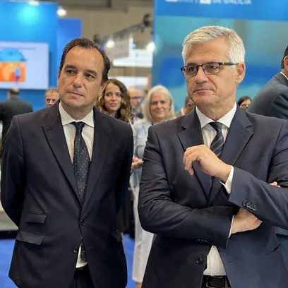 El presidente de Ineco, Sergio Vázquez Torrón, junto al secretario de Estado de Transportes, Movilidad y Agenda Urbana en funciones y presidente de ENAIRE, David Lucas