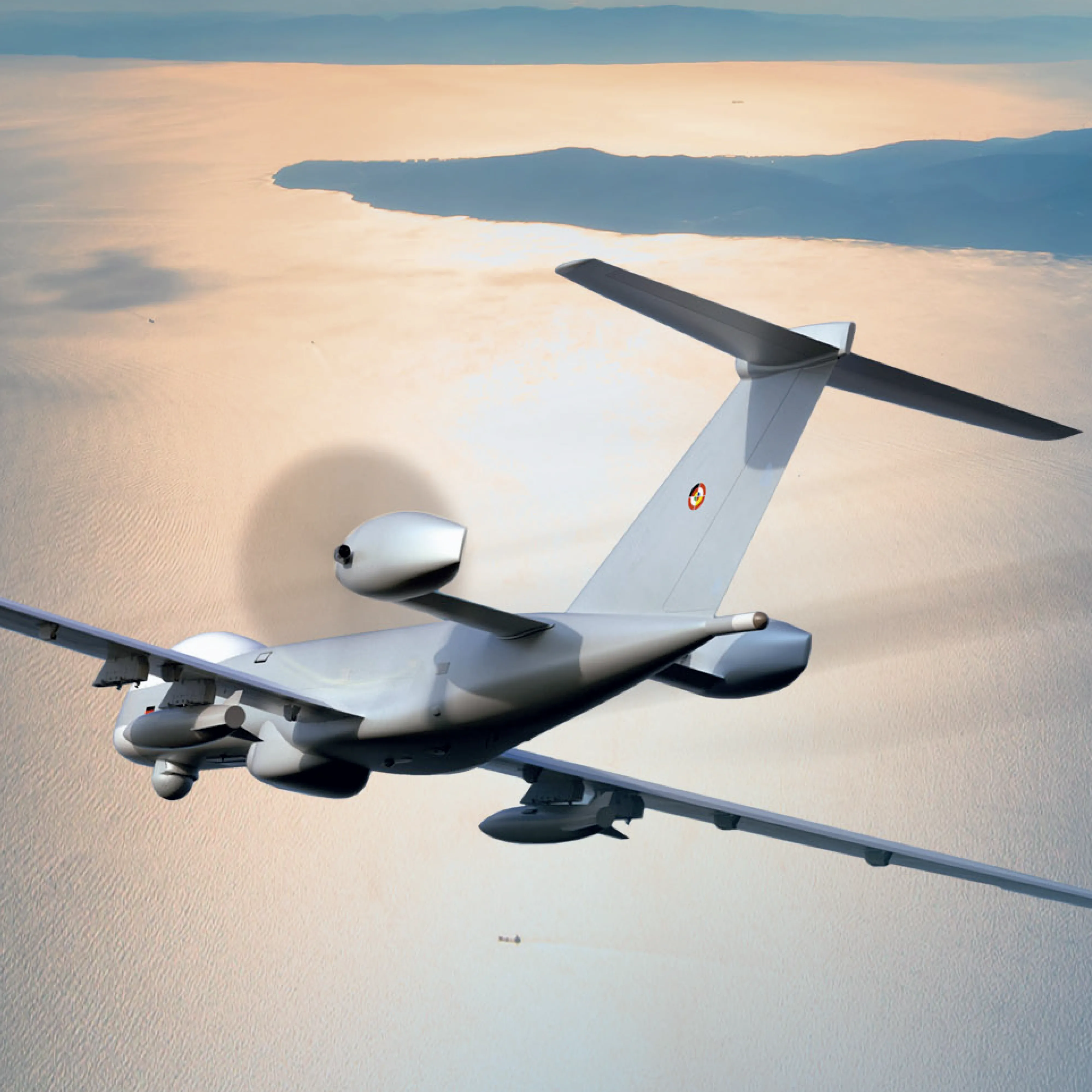 Airplane soaring through the sky