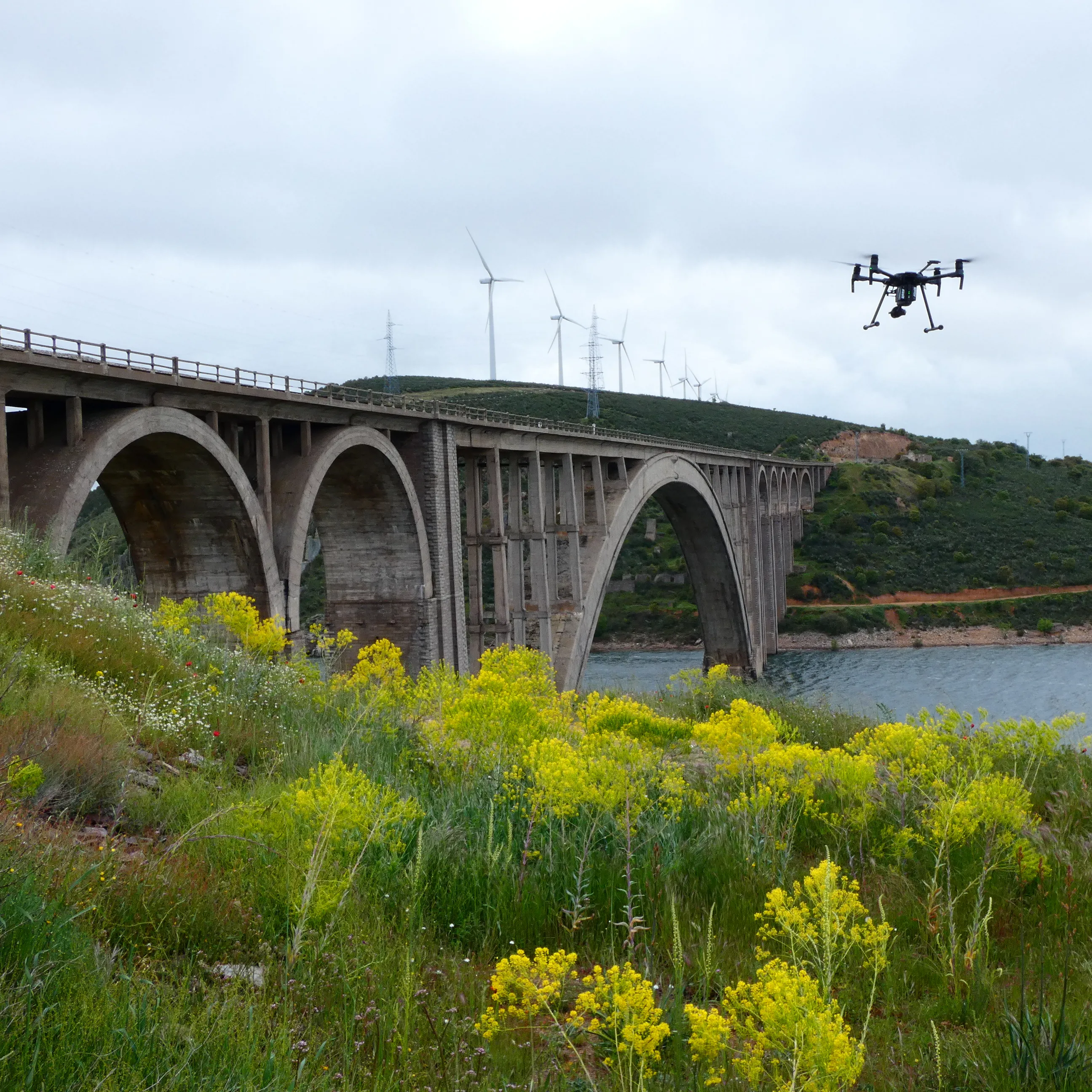 Martín Gil Viaduct during a drone inspection