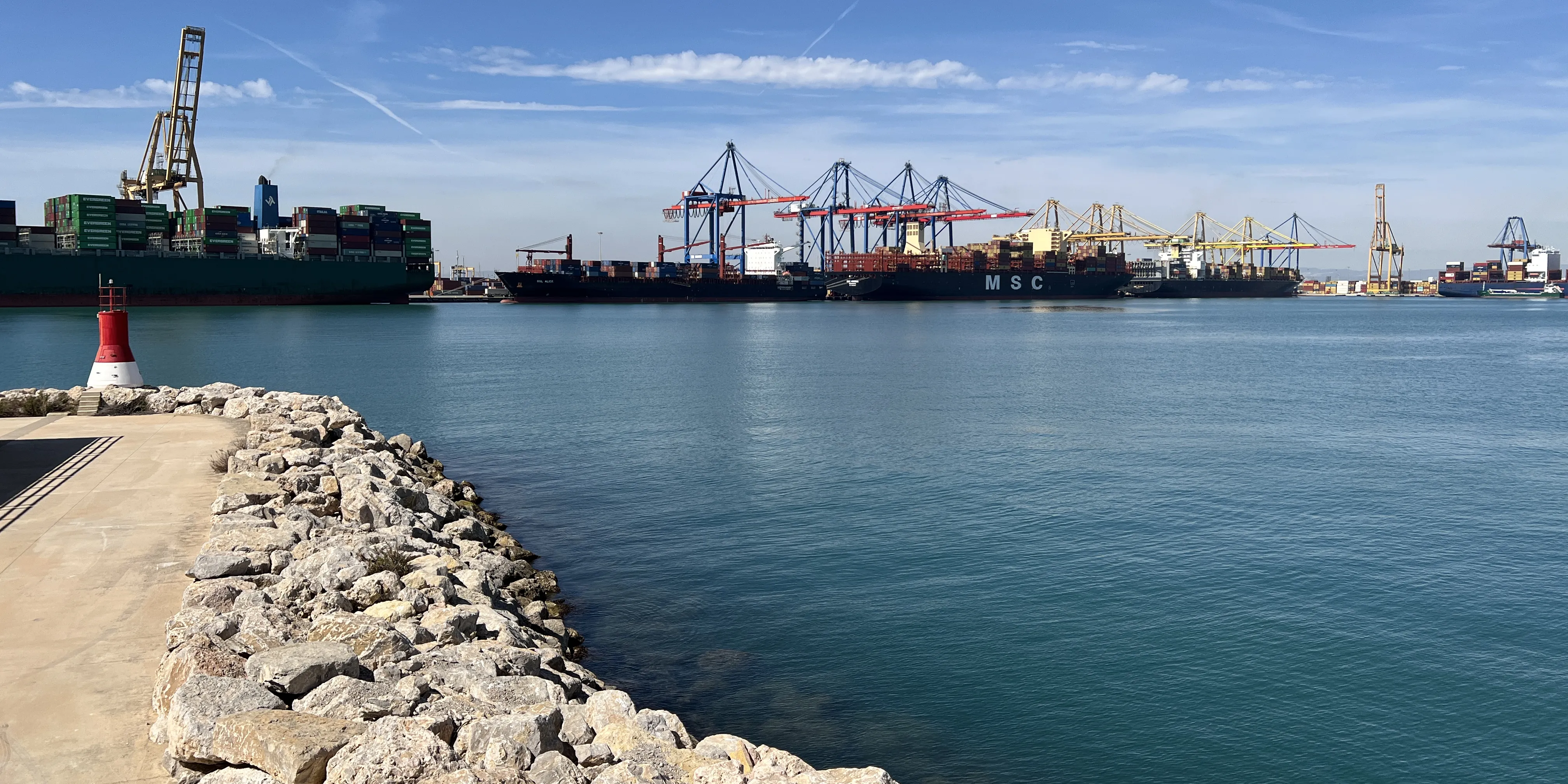 Panoramic view of the Port of Valencia